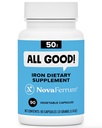 NovaFerrum Tous Bons Suppléments Capsules de Fer pour Adultes Anémie de 50mg de Fer de 90 portions Sans sucre de végétalien de gluten