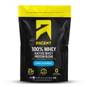 Ascent 100% Whey Protein Powder - Post Workout Whey Protein Isolate, Zero Artificial Flavors & Sweeteners, Glutenfrei, 5.5g BCAA, 2.6g Leucine, Unflavored 2 lb