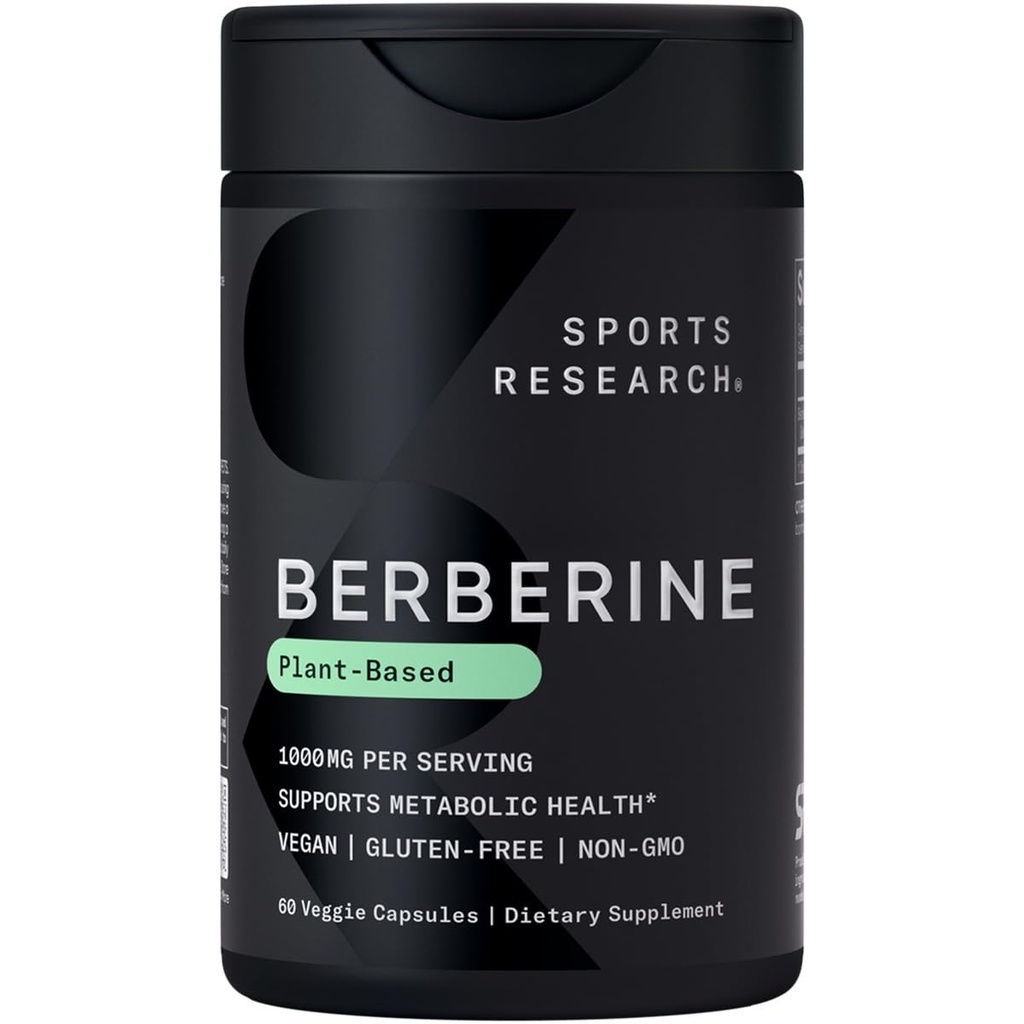 Ricerca sportiva Berberina - Herbal Ayurvedic Metabolic Health Support - 500 mg - 60 capsule - Vegan Certified, senza glutine, non OGM