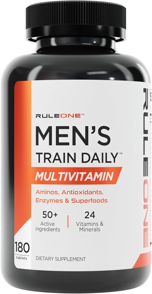 Regola 1 R1 Treno Uomo Quotidiano - 180 Compresse - Sport Multivitamina con Aminos, Antiossidanti, Enzimi & Superfoods - 60 Serve