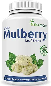Naturesque White Mulberry Leaf Extrait de 1000mg 60 Capsules de végétaliens