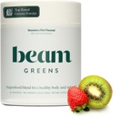 Beam Greens Powder, Superfood-Ergänzung für Gut Health, Vegan Organic Blend mit Ashwagandha, Vitamin C, B12, B6, D, Non-GMO Daily Detox & Immune Support, Erdbeer Kiwi Flavor - 30 Servierungen