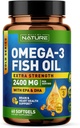 Erbaut von Nature Omega 3 Fish Oil Soft Gels - 2400 mg Fish Oil, 1440 mg Omega 3, 864 mg EPA, 576 mg DHA - Extra Strength Brain & Heart Health Support Supplement - 60 Softgels