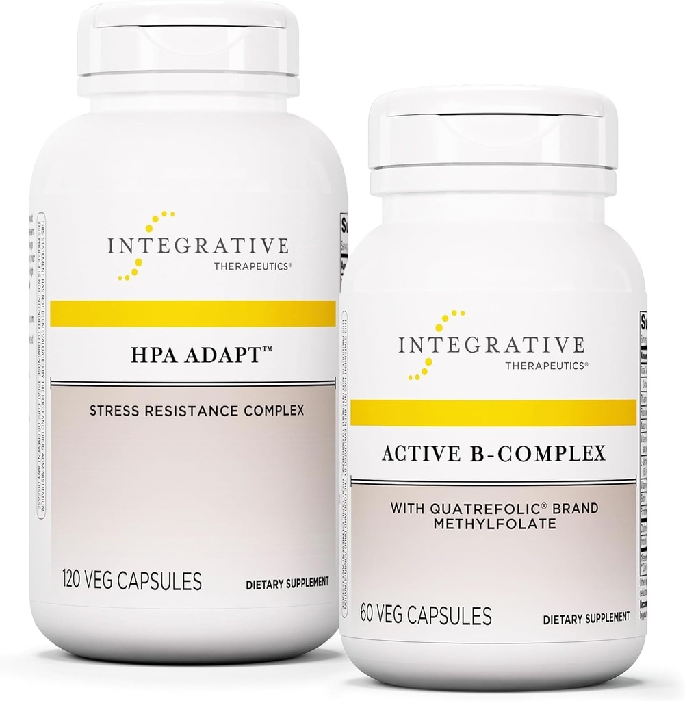 Integrative Therapeutics Bundle with Active B-Complex, 60 Capsules & HPA Adapt, 120 Vegan Capsules - Active B-Complex to Support Energy Metabolism - HPA Adapt to Support Healthy Stress Response
