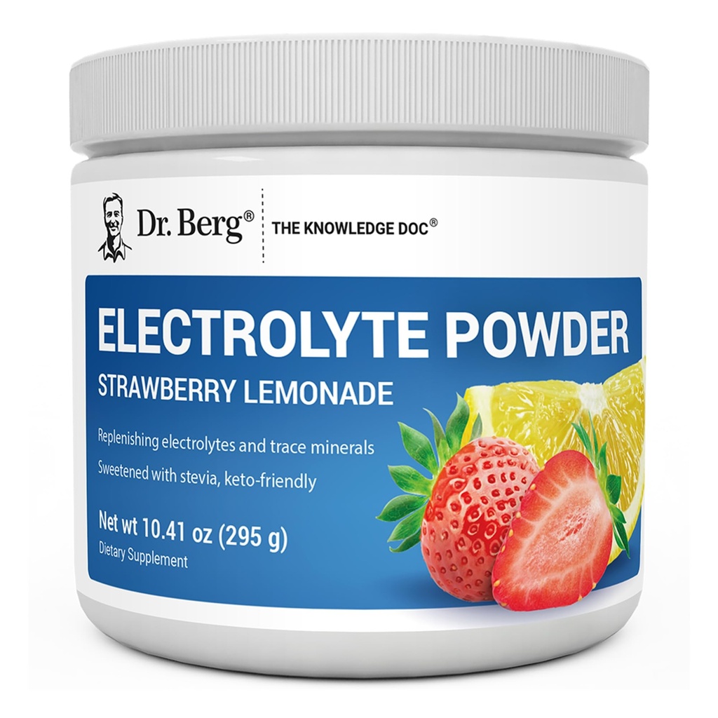 Dr. Berg Zero Sugar Hydration Keto Elektrolyt-Pulver - Verbessert mit 1000 mg Kalium & Real Pink Himalaya Salz (NOT Tischsalz) - Erdbeer-Limonade-Hydraulik Getränke-Ergänzung - 50 Servierungen