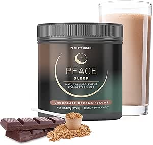Peace Sleep - Sleep and Recovery Chocolate Powder Drink Mix - Supplément d'aide au sommeil avec GABA, L-Tryptophane, L-Theanine, Glycine - pour sommeil tranquille, nuits reposantes, journées productives - Sans gluten