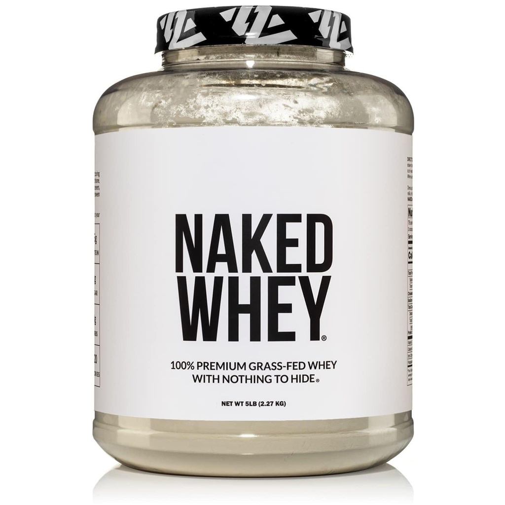 NAKED WHEY 5LB 100% Grass Fed polvere di proteine del siero non aromatizzata - Solo 1 Ingrediente, non denaturato - Nessun OGM, Soia o Gluten - Nessuna conservazione - Promuovere la crescita e il recupero del muscolo - 76 Serve