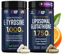 (Bundle) L Tyrosine 1000mg & Liposomal Glutathione 1750mg - All-Natural Focus, Energy, and Liver Support - Non-GMO, Gluten-Free, Vegan - 270 Capsule Totale