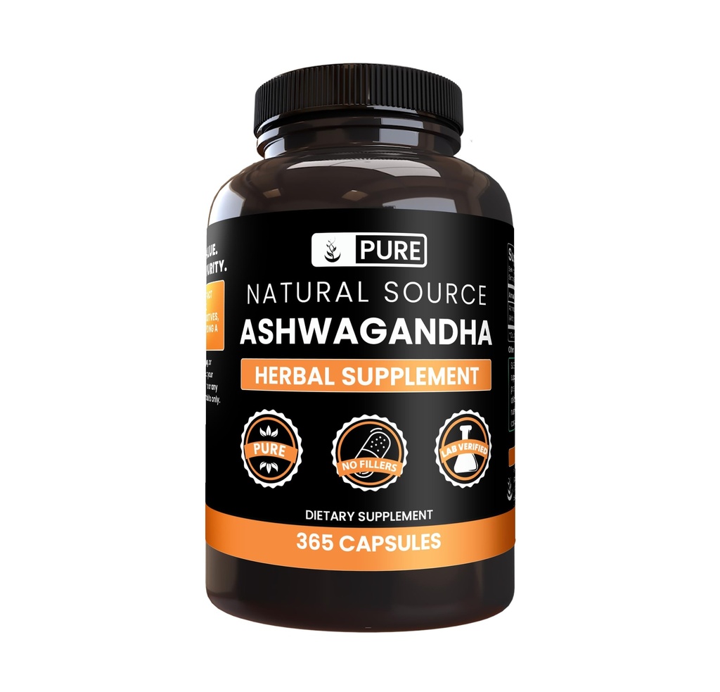 Ingrédients originaux purs Ashwagandha (365 Capsules) Pas de Magnésium ou de Rice Fillers, Toujours Pure, Verified Lab