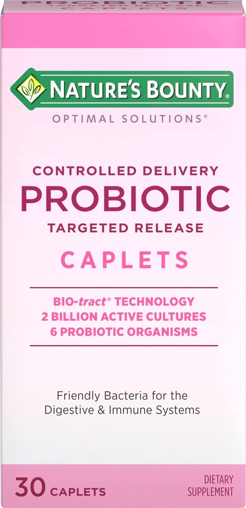 La Bounty Probiotico della natura, Supplemento alimentare controllato di consegna, Supporta la salute digestiva, Intestinale e Immune, 30 Caplets, 30 Total Servings