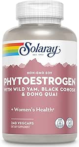SOLARAY PhytoEstrogen Menopause Supplementi con Wild Yam, Black Cohosh e Dong Quai - Phyto Estrogen Pills per Perimenopause e Menopause Support, Vegan, 60-Day Guarantee, 60 Servings, 240 VegCaps
