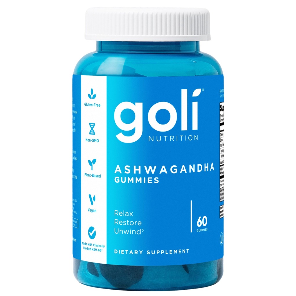 Goli Ashwagandha & Vitamin D Gummy - 60 Count - Mixed Berry, KSM-66, Vegan, Plant Based, Non-GMO, Gluten-Free & Gelatin Free Relax. Restore. Unwind, 1 Packung