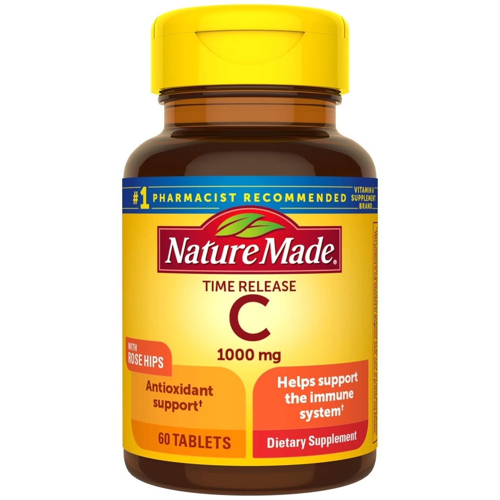 Nature Made Vitamin C 1000 mg Time Release Tablets mit Rose Hips, 60 Count, um das Immunsystem zu unterstützen