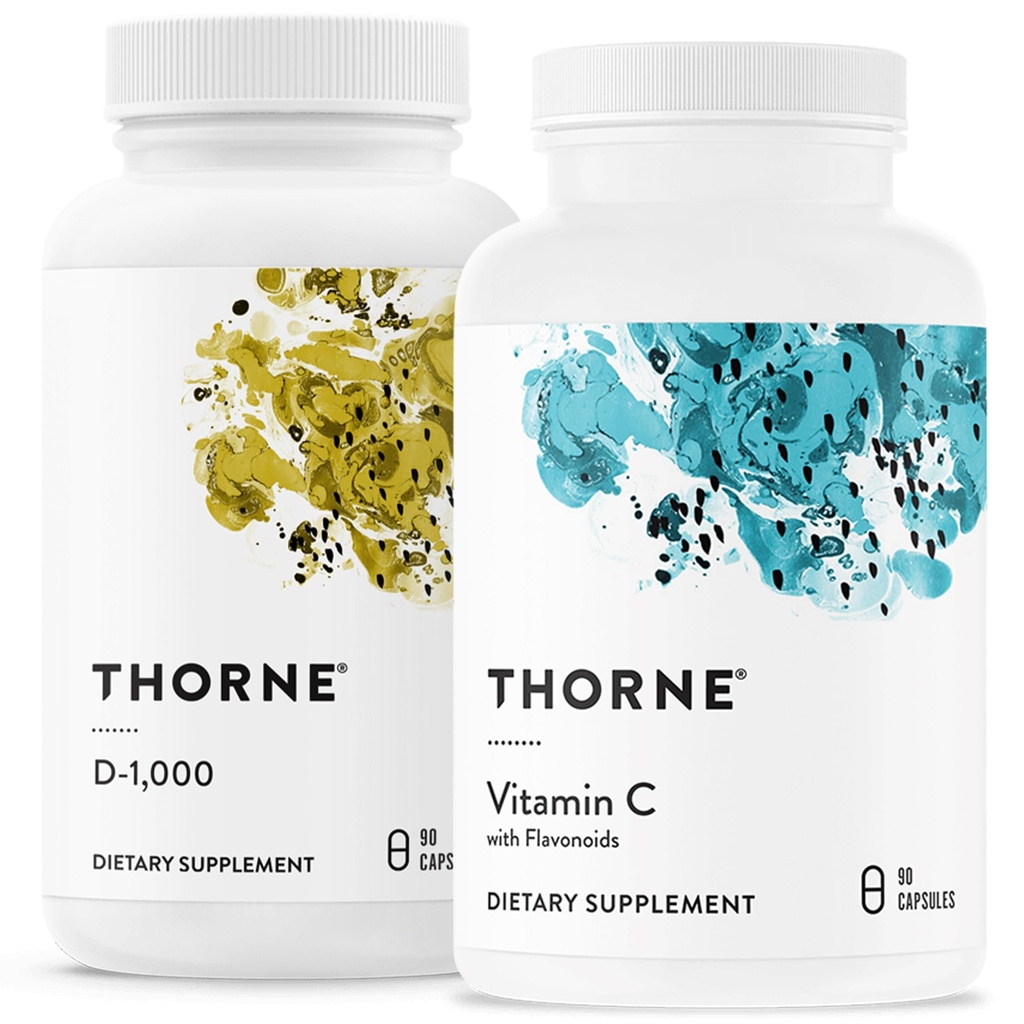 THORNE - Immununterstützung Combo - Vitamin D3 & Vitamin C Mischung für gesunde Immunfunktion - 30 bis 90 Portionen