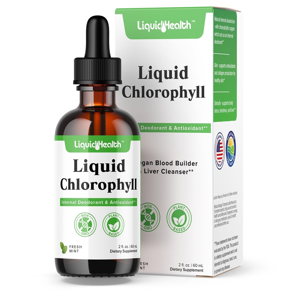 LIQUIDHEALTH Flüssige Chlorophyll Drops - Interne Deodorizer, Liver Detox, Immununterstützung, Förderung Collagen für Haar & Haut, Stopp Bad Breath, Reduce Appetite - Made in USA, Vegan, Non-GMO (2 oz)