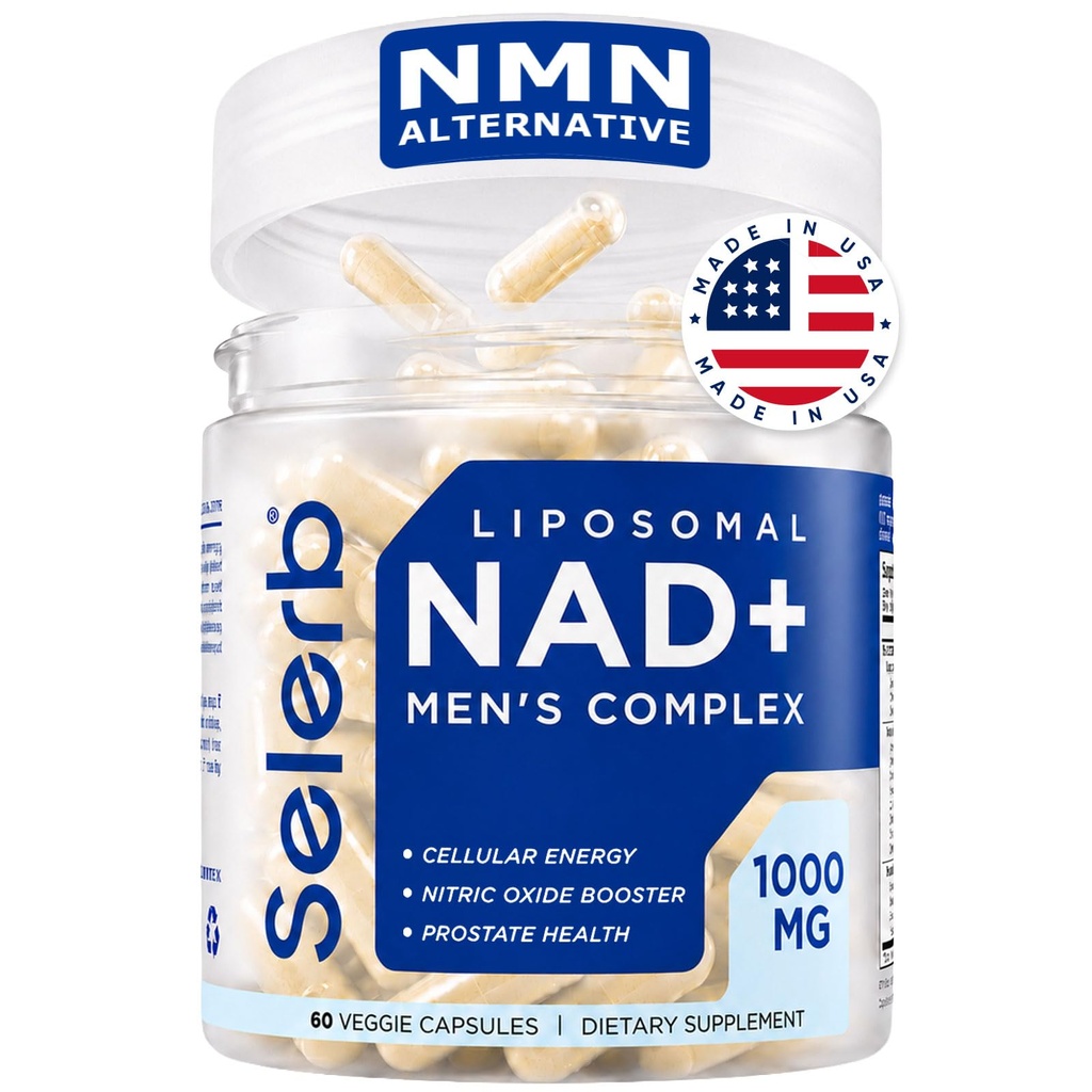 Suppléments NAD+ pour les hommes – Suppléments de santé à l'oxyde nitrique prostate pour les hommes avec resvératrol, CoQ10, L Citrulline et Lycopène pour l'anti-âge, la stamina et le soutien énergétique cellulaire 60 capsules