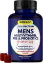 Nutrition Sakoon Gummies multivitamines pour hommes avec probiotiques et prébiotiques, multivitamines pour adultes A, C, D, E, B & More, Soutien Immune, Énergie, Santé, 60 Compte
