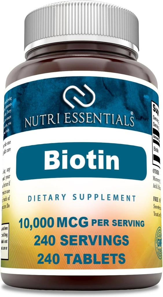 Biotine (Vitamine B7) Supplément de 10 000 mcg - 240 comprimés - non-OGM