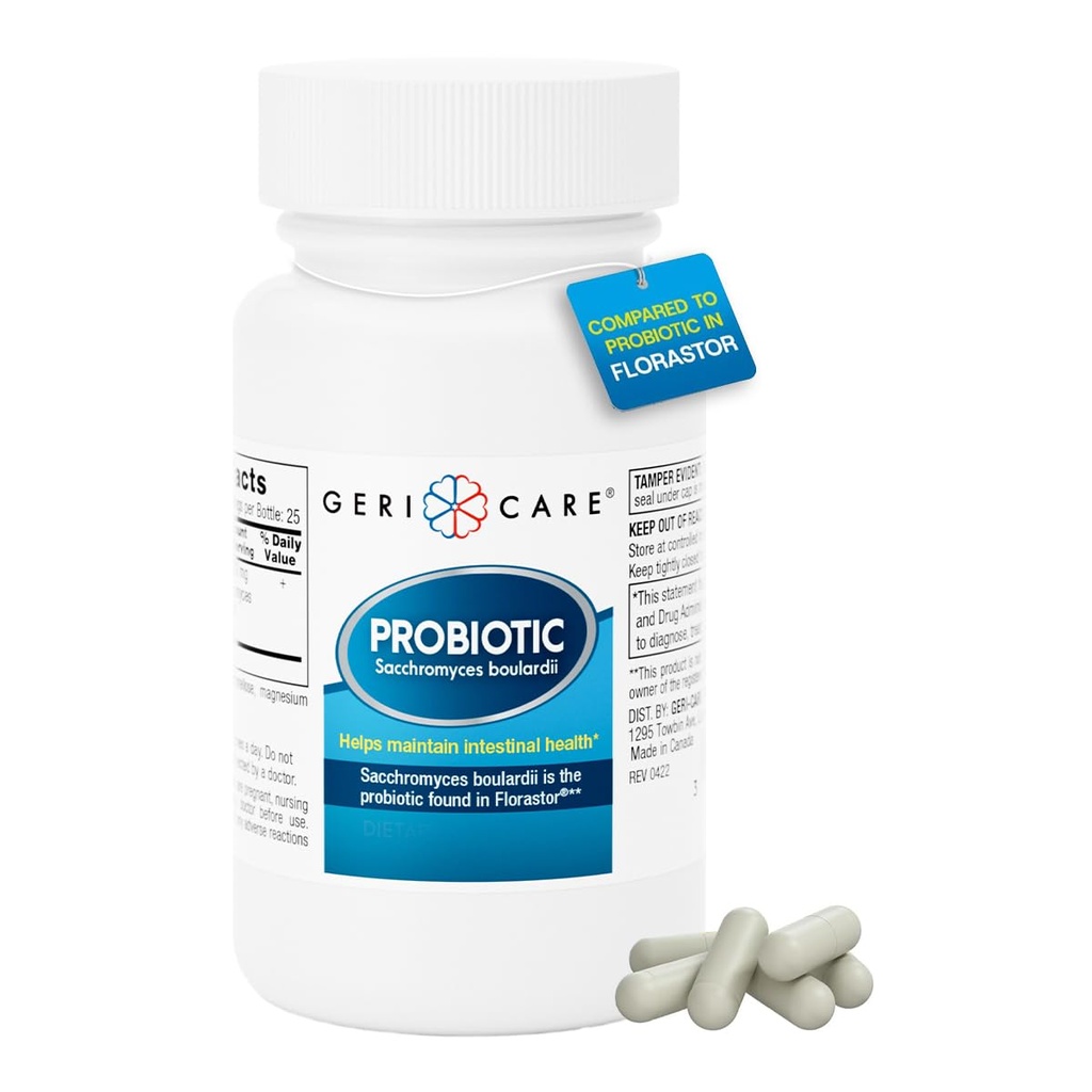 GeriCare S. Boulardii Probiotici Saccharomyces Boulardii - Probiotici per la salute digestiva per le donne e gli uomini - 500mg - Rispetto al principio attivo in Florastor Probiotic Gut Formula (50 capsule)