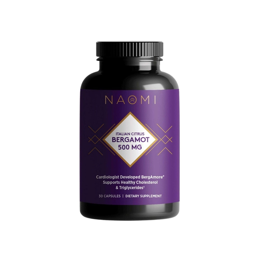 NAOMI Italian Citrus Bergamot 500mg Award-Winning Cardiologist Dvlpd to Support Healthy Cholesterol & Triglyceride Livelli Già in Normal Range, w/ 7 Key Polyphenols, Bergamot, VIT C, 30-Day Supply