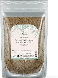 Polvere di fiore di Calendula organica degli botanici di Starwest - erbe secche naturali per il tè, miscele di erbe, & uso culinario, caffeina gratis, Kosher certificato, non OGM - 4 once Pouch
