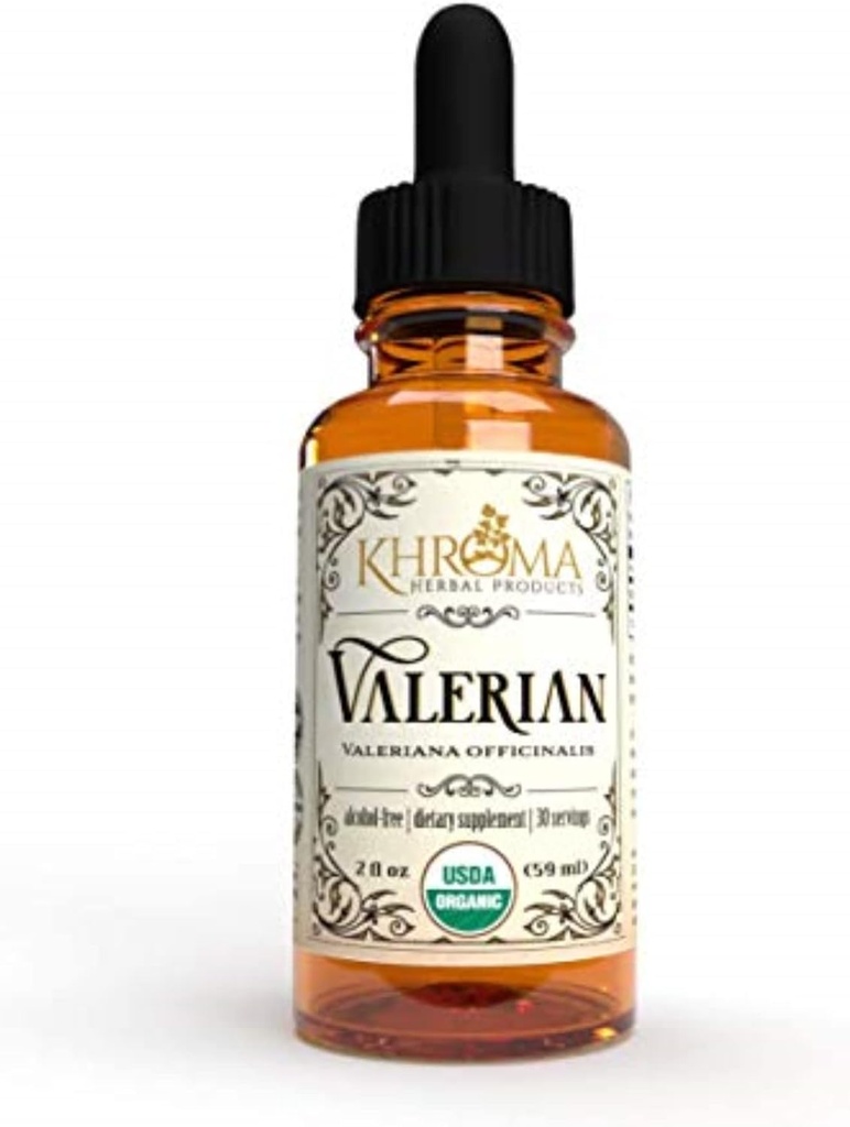Khroma Herbal Products Organic Valerian Root - 2 oz Liquid in una bottiglia di vetro - 30 porzioni di resistenza massima