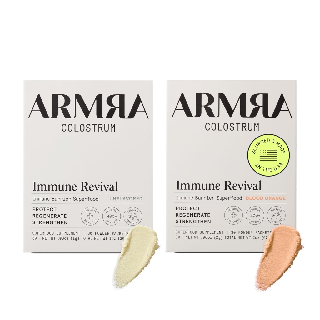 ARMRA ColostrumTM Polvere Premium, erba Fed, Gut Salute Bloating Immunity Skin & Hair, contiene 400+ Nutrienti Bioattivi, Keto, Gluten & Fat Free (Unflavored, Bundle | 60 Servings)