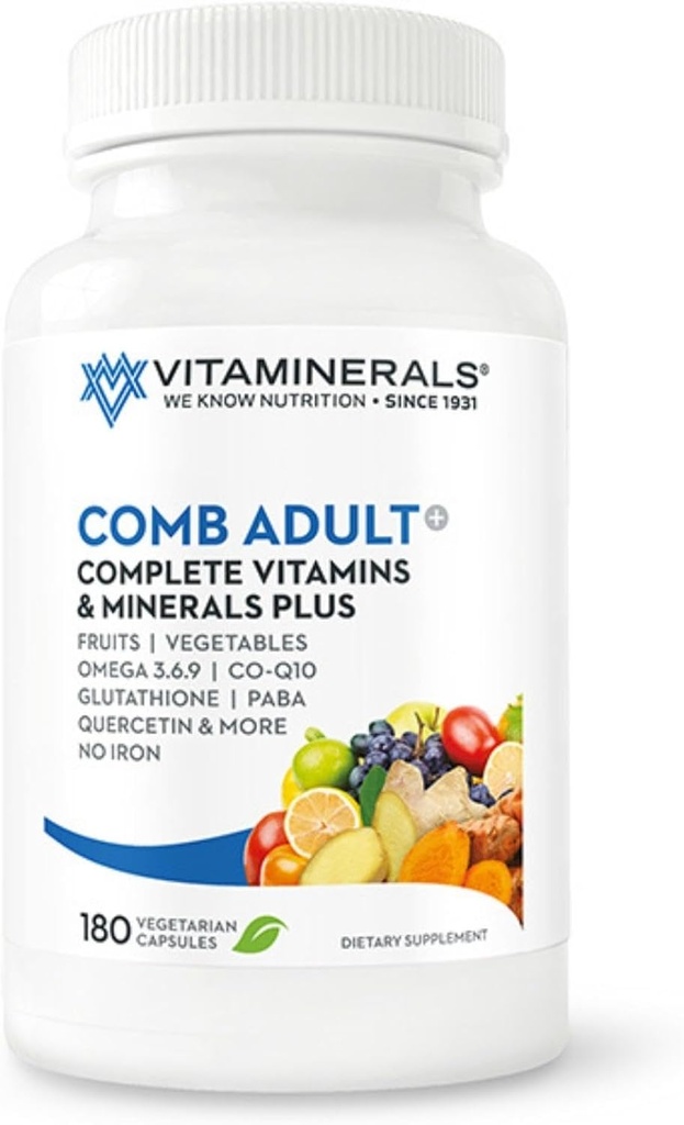 Vitaminerals CombAdult Umfassende Vitamin & Mineral Formel | Non-GMO | Veggie Kapseln (180)