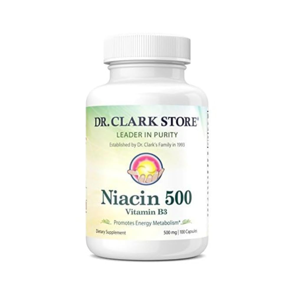 Dr. Clark Niacin 500 (Vitamin B3) Supplement, 500mg, 100 Gelatinekapseln