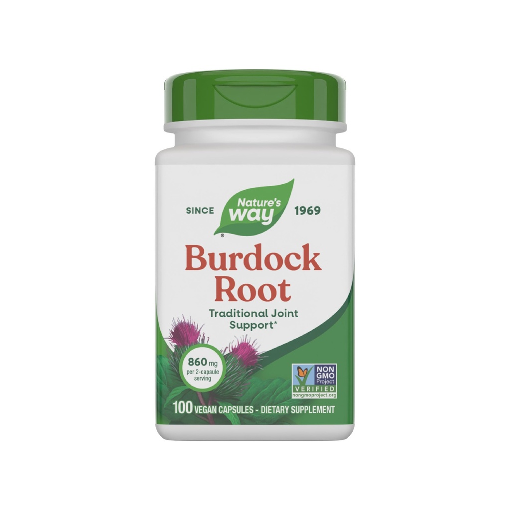 Radice di Burdock di modo naturale, Supporto misto tradizionale*, 100 capsule vegane (Packaging May Vary)