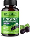 NATURELO Gummies de baies aînées Immune Support avec la mûre aînée de Sambucus + vitamine C + Zinc certifié biologique, 60ct