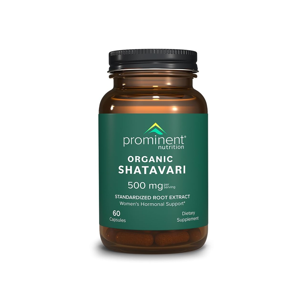 Prominent Nutrition Organic Shatavari Kapseln, Hormon Unterstützung für Frauen, 500 mg, 60 Count, Standardisierte Wurzelextrakt für Frauen Gesundheit - 1 Pack