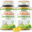 Liposomal L-teanina 200mg Magnesio Glycinate 400mg Gummies con GABA, 5HTP, Apigenin, Vitamina B6 & D3, Ashwagandha, Limone Balm Leaf, Melatonin sonno libero Masticabile per rilassare mood & muscolo, 2 confezioni