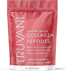Truvani Peptidi di collagene idrolizzato | Non aromatizzato | 28 Serve | 20g Grass-Fed Collagen Protein Powder | Promuove Capelli, Pelle e Salute Unghie | Latticini & Gluten Free | Donne & Uomini | Il pacchetto May Vary