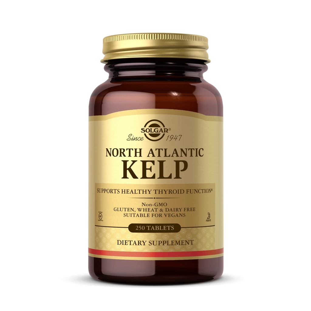Solgar North Atlantic Kelp, 250 compresse - Fonte naturale di iodio - Supporta la funzione tiroide sana - Gluten Free, Dairy Free, Kosher - 250 Serve