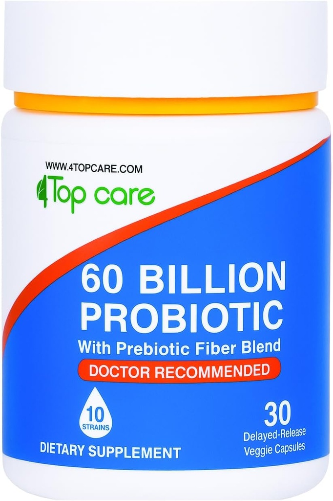 Probiotiques 60 milliards CFU - 10 souches + Prébiotiques organiques - Santé immunitaire, digestive et gorgée - Soutien à la constipation occasionnelle, à la diarrhée, au gaz et à l'éblouissement - pour les femmes et les hommes - 30ct
