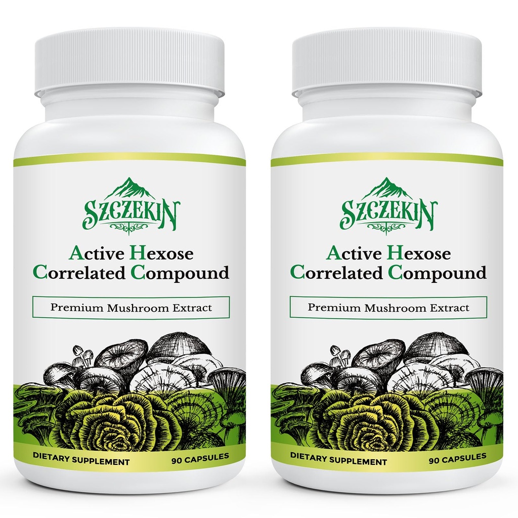 Integratore attivo del composto 1500 mg di Hexose Corcorrelato, Integratore naturale 8 funghi, Sistema immunitario, Funzione del fegato, Killer naturale e T Cells Attività, 180 capsule vegetali