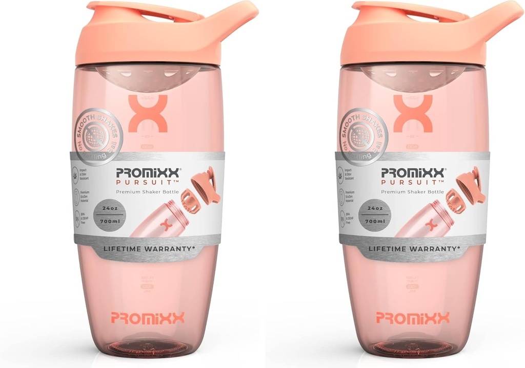 Promixx PURSUIT Protein Shaker Bottle – Premium Sports Blender Flaschen für Proteinmischungen und Ergänzung Shakes – Easy Clean, Durable Protein Shaker Cup (Pack of 2)