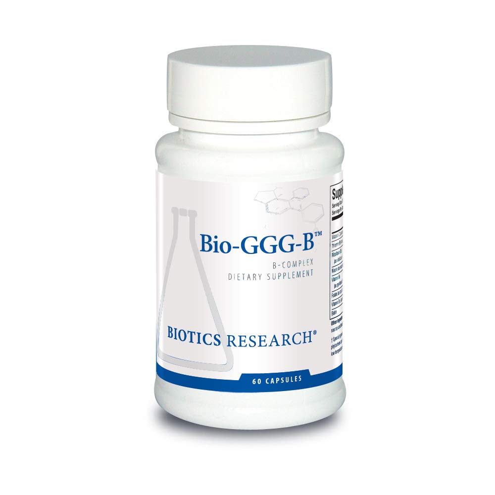 Recherche en biotique Bio GGG B, Complexe B, Formes biochimiquement activées de vitamines B, Thiamine, Riboflavine, Niacine, B6, B12, Folate Produce Energy, Optimiser l'humeur positive, Santé cardiovasculaire 60 Capsule