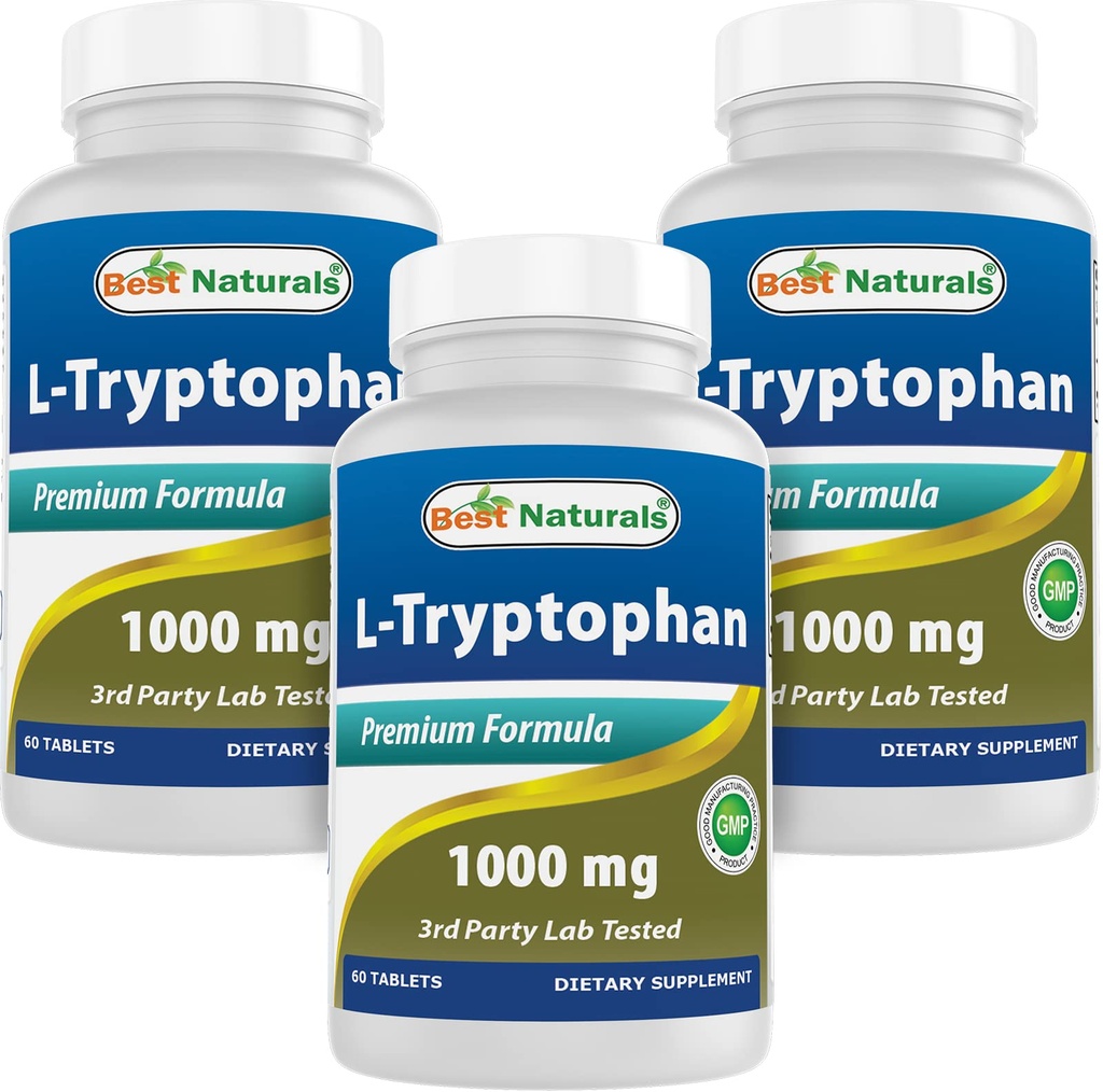 Meilleurs naturels L-Tryptophane 1000 mg 60 comprimés (60 Nombre (paquet de 3))