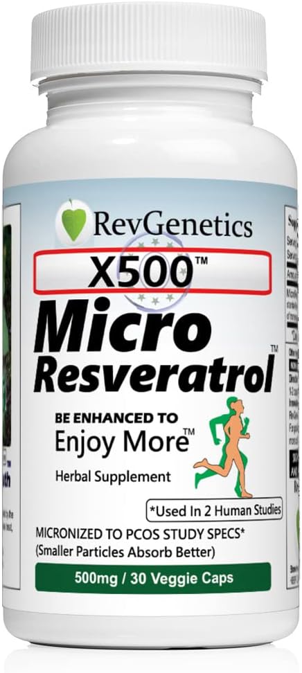 X500: Pure Resveratrol 500mg - Pure Trans-Resveratrol - 30 Vegetarische Kapseln - 500 mg pro Kapsel