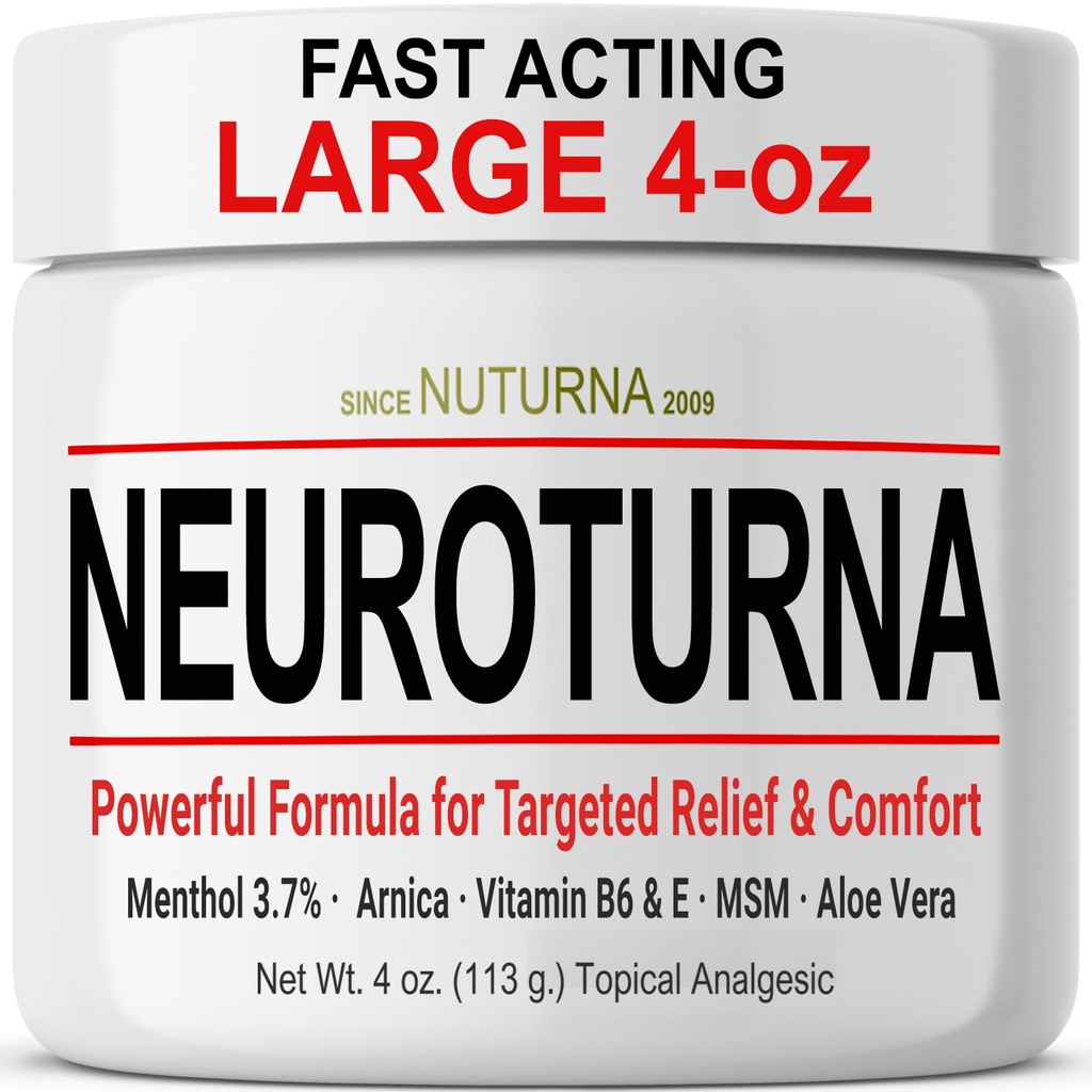 Neuropathie Nerve Relief Cream - Fast Action Max Relief pour les pieds Jambes orteils Retour - Ultra Strength Menthol Arnica Aloe Vera MSM, Relief naturel Nerve Comfort Relief, sans paraben 4 Oz