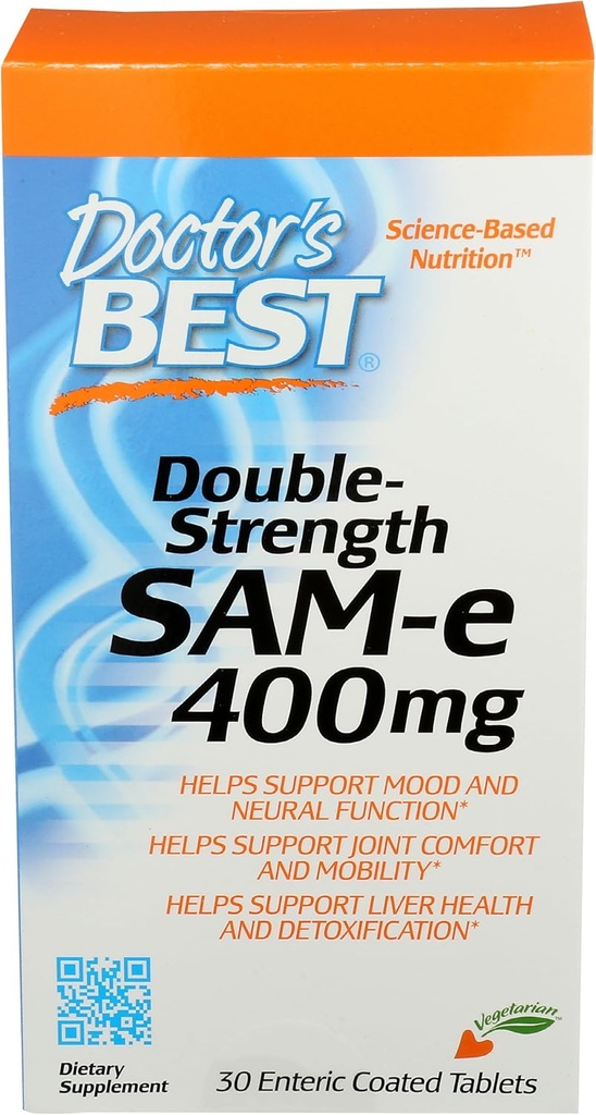Miglior SAM-e 400 mg, Vegetariano, Gluten Free, Soy Free, Mood e Joint Support, 30 compresse rivestite enteriche