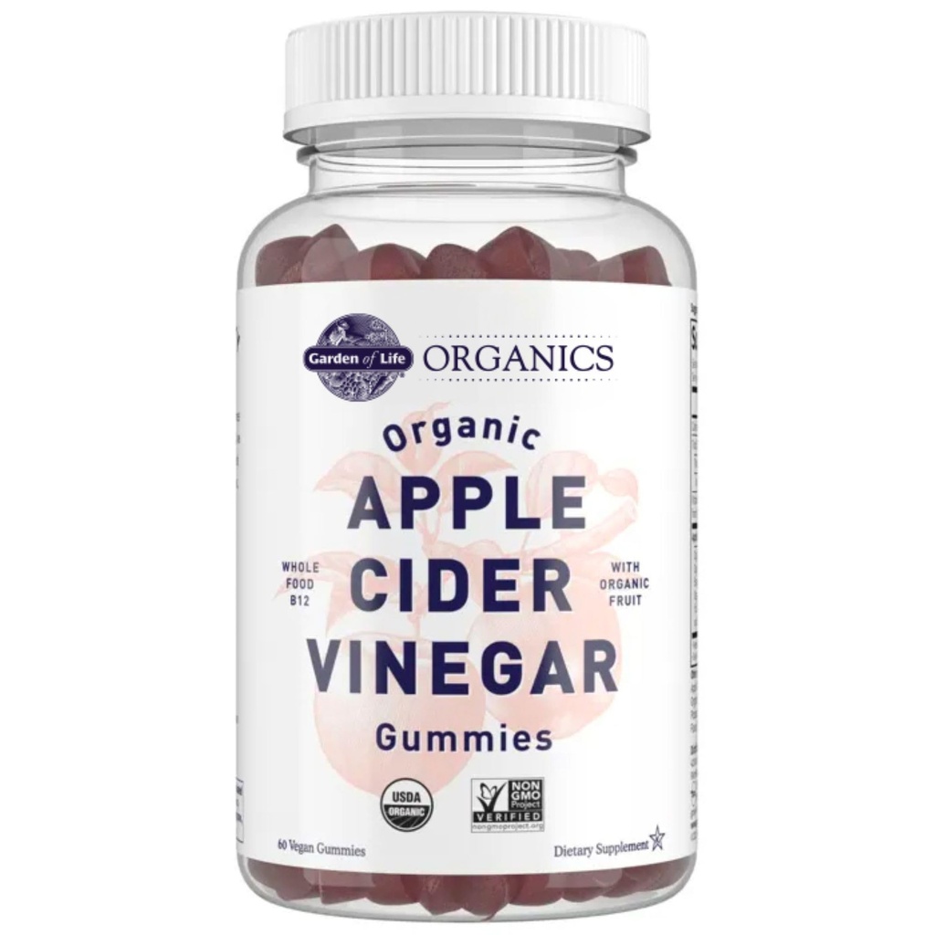 Garten des Lebens Apfel Apfel Apfelessig Gummie USDA Organic ACV Gummy Vitamine hergestellt mit echten Fruchtmischung, Ganzes Essen Vitamin B12 - Vegan, Glutenfrei, Non-GMO, Kosher - 60 Gummie