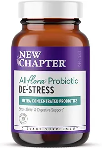 Nuovo Capitolo Formula Probiotica All-FloraTM De-Stress con Clinical-Strength Ashwagandha - Probiotici Dual-Action per la salute digestiva + Supplemento di sollievo di erbe Stress*, 30 ct