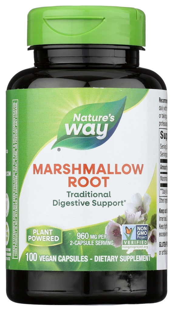 Nature's Way Marshmallow Root - Marshmallow Root Supplement für traditionelle Verdauungsberuhigung* - Glutenfrei, Dairy-Free & Vegan - Easy-Swallow Capsules - 100 Kapseln (Packaging Mai Vary)