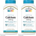 21st Century Calcium Plus D3 Flüssigkeit gefülltes Softgel, 1200 mg, 90 Count (Pack von 2)