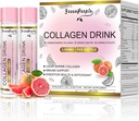 GREENPEOPLE Collagène liquide pour les femmes et les hommes, 2500mg Peptides de collagène de poisson + acide hyaluronique + vitamine B & C, ongles de peau de cheveux Bones Support (0.85 fl oz, 10 bouteilles, pamplemousse)