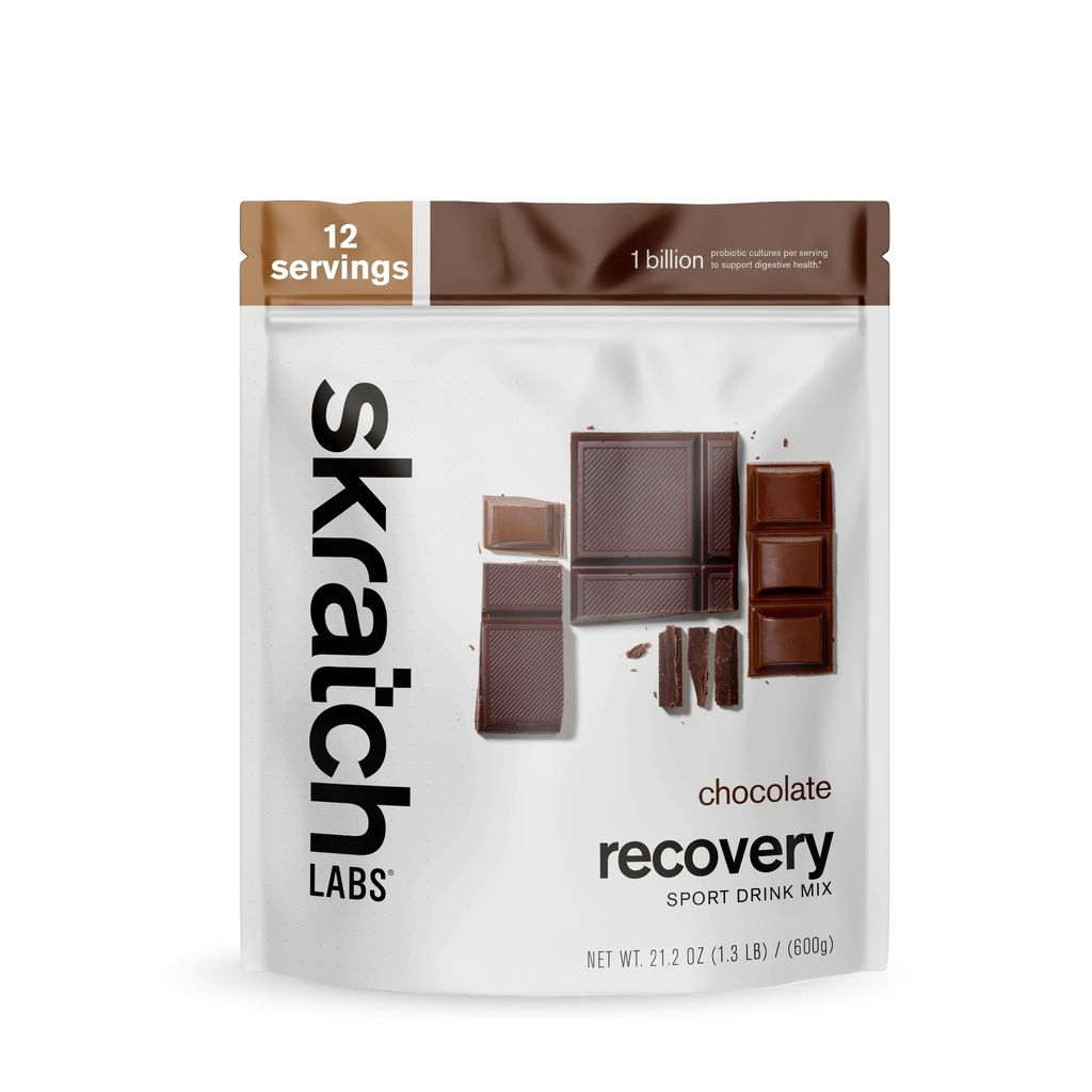 Skratch Labs Post Workout Recovery Drink Mix with Chocolate, (21.2 oz, 12 Serve) con Proteine Completa del Latte di Casein, Whey, Probiotics, Gluten Free, Kosher, Vegetariano