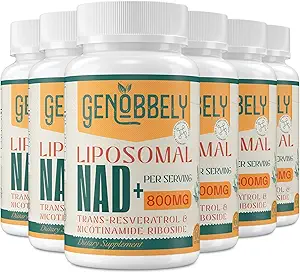 800 mg Liposomal NAD+ Supplemento con Nicotinamide Riboside 200 mg, Trans-Resveratrolo 100 mg - True NAD Supplemento per la riparazione del DNA, Aging sano, Funzione cerebrale - 360-Day Supply
